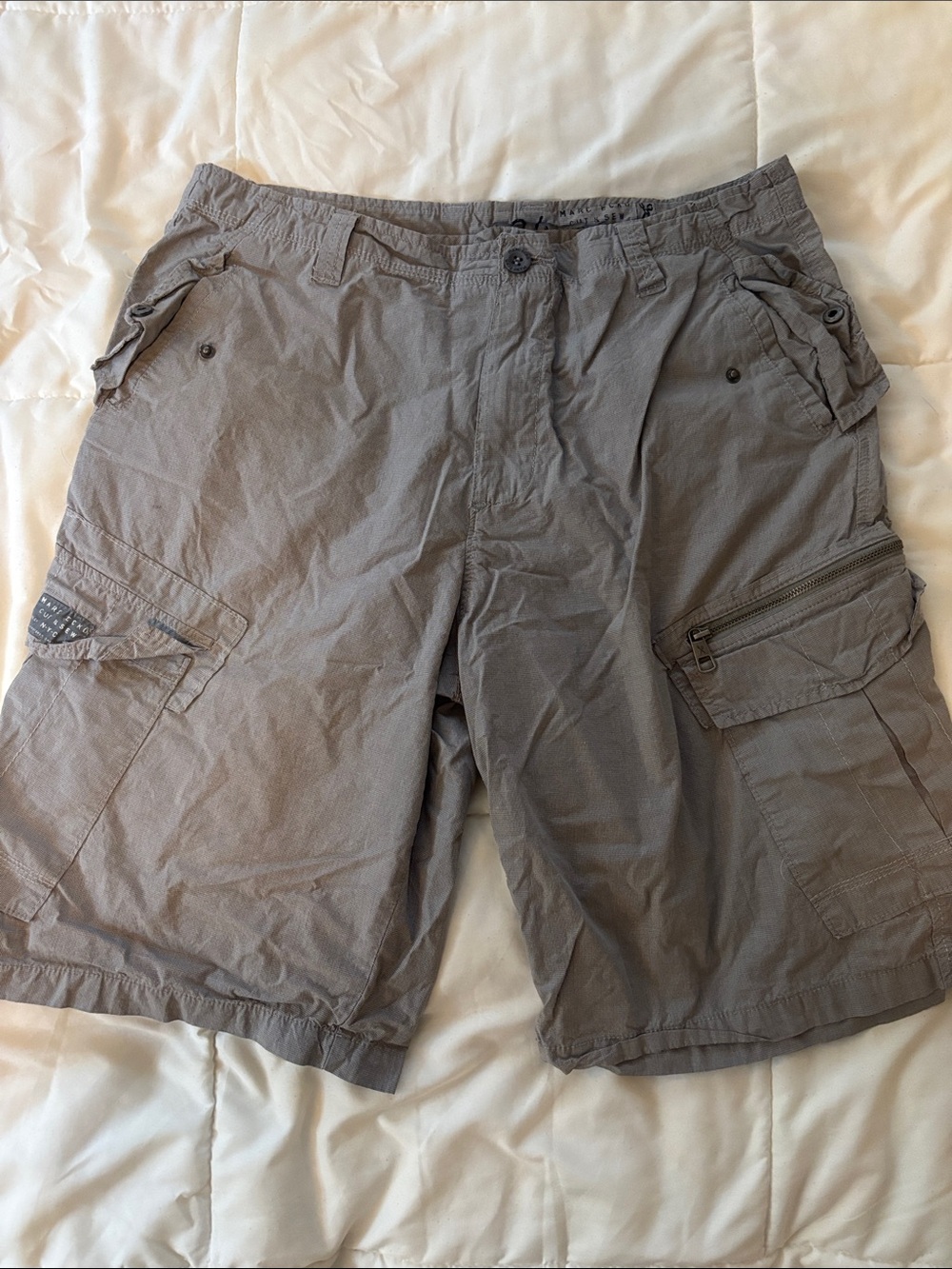 Men's Mark Ecko Cargo Shorts in Light Gray - Durable Pocket Utility